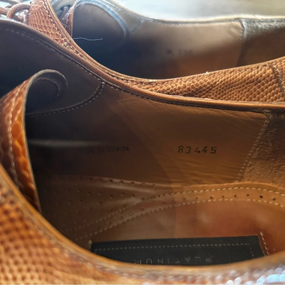 Mezlan Brown Textured Leather Oxfords office dress shoes men’s size 12 business - Picture 11 of 13